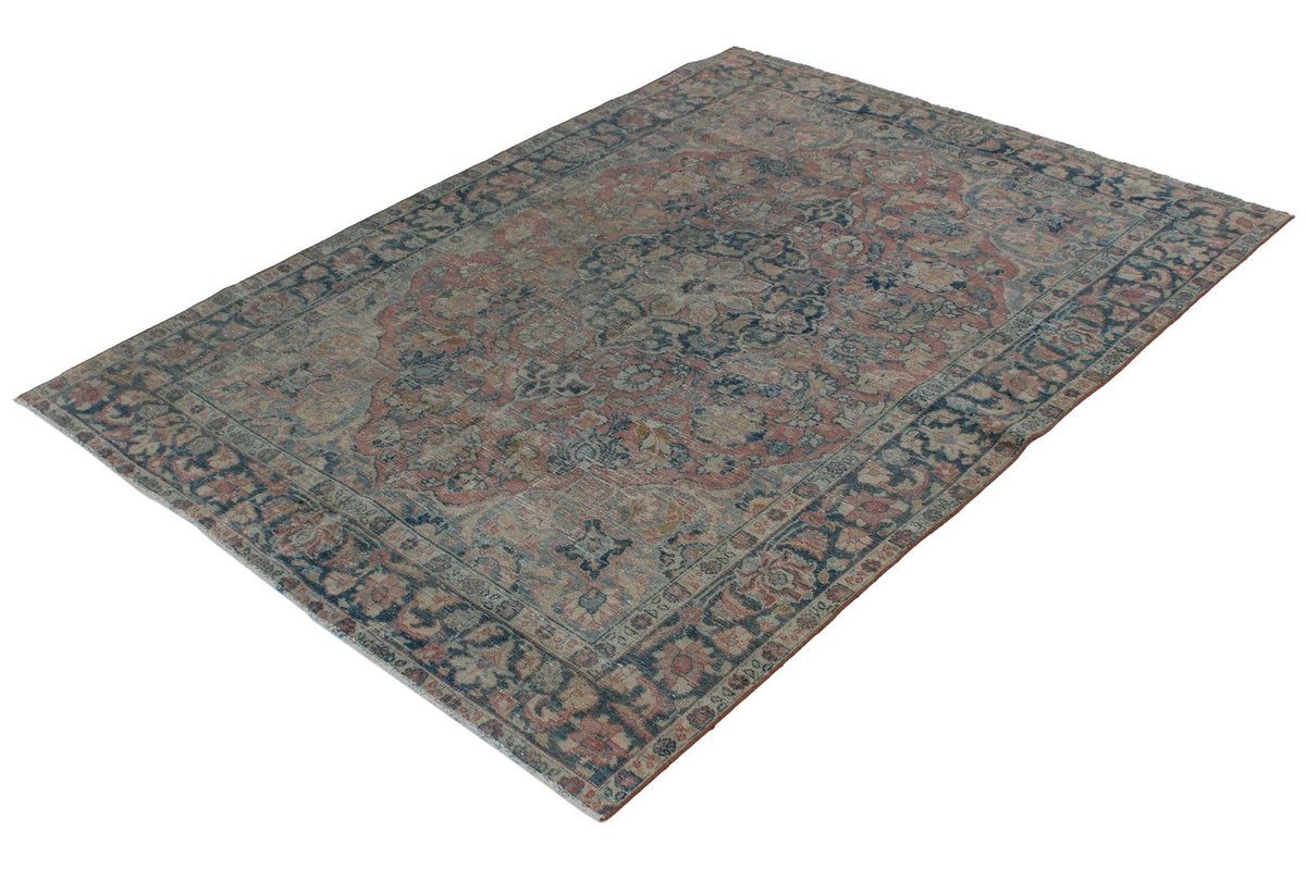 5x6 Red and Navy Persian Traditional Rug