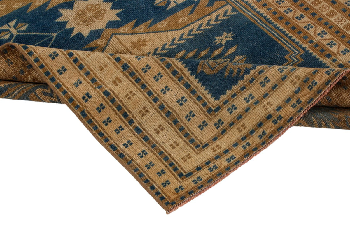 4x6 Blue and Beige Anatolian Tribal Rug