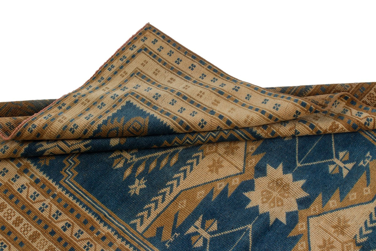 4x6 Blue and Beige Anatolian Tribal Rug