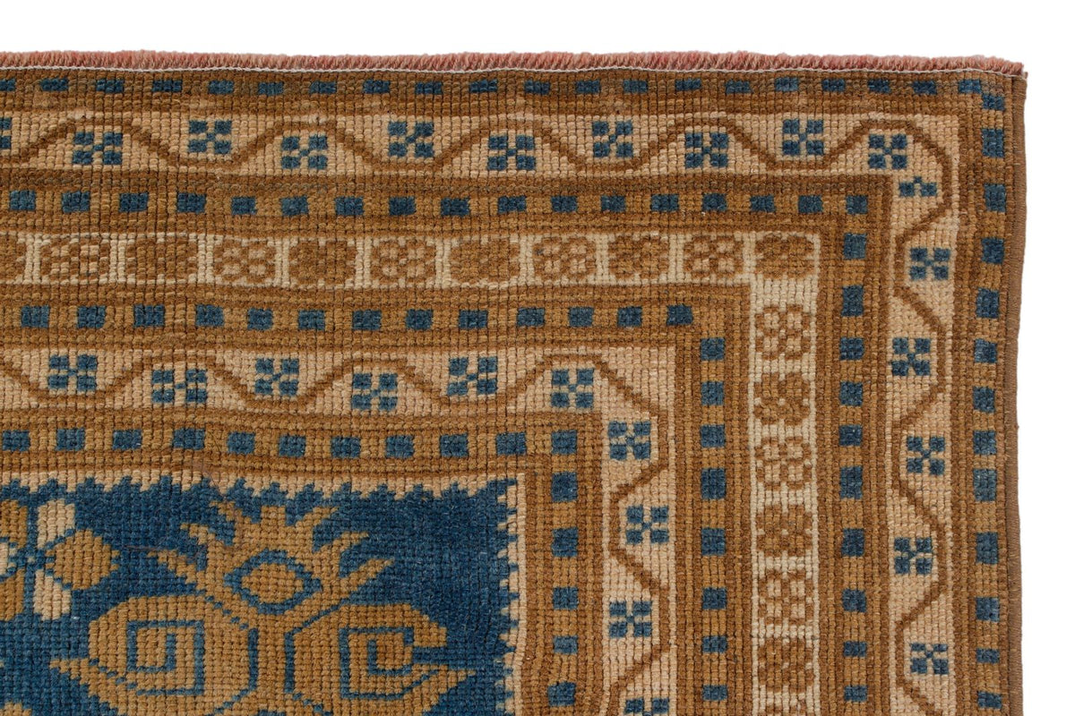 4x6 Blue and Beige Anatolian Tribal Rug