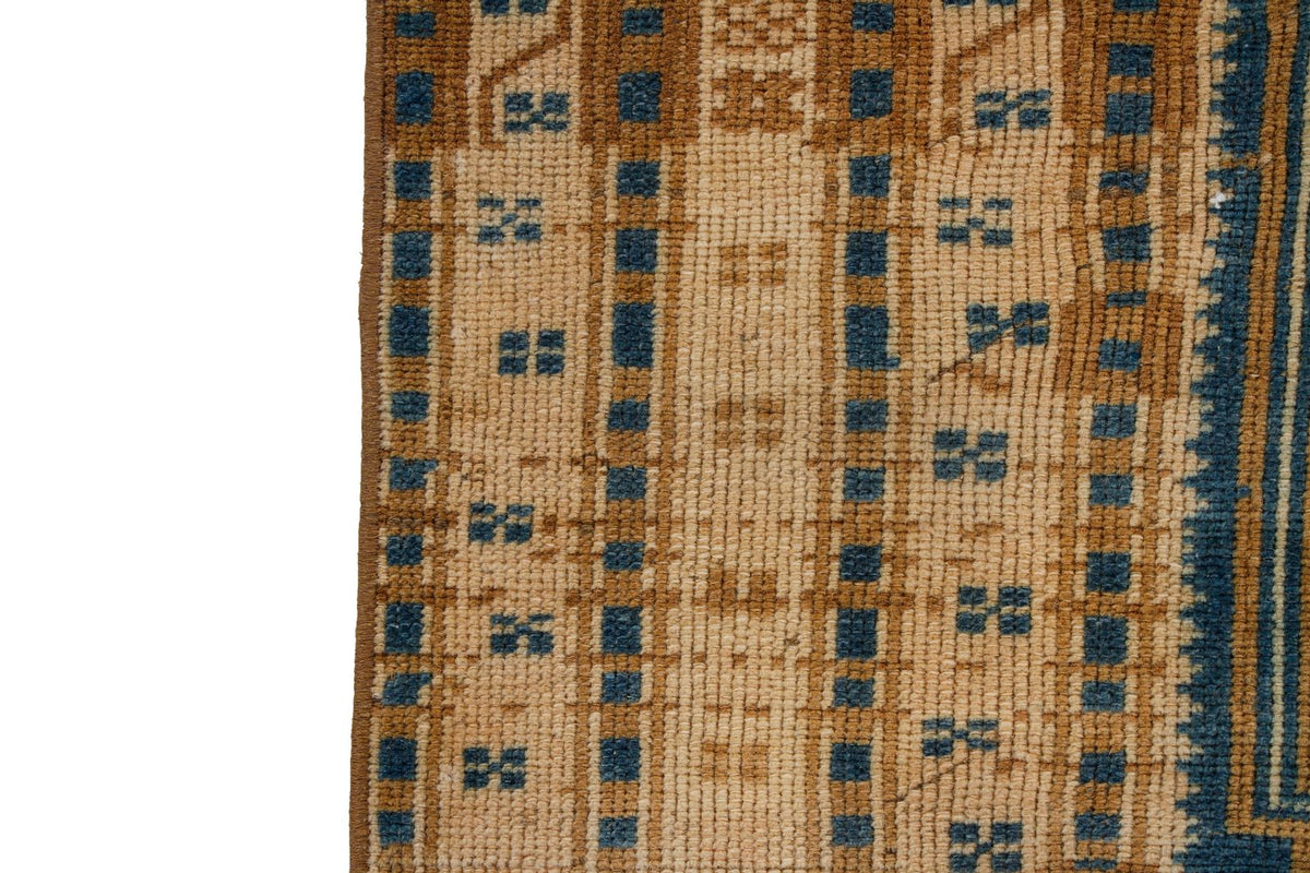 4x6 Blue and Beige Anatolian Tribal Rug
