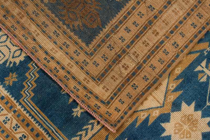 4x6 Blue and Beige Anatolian Tribal Rug