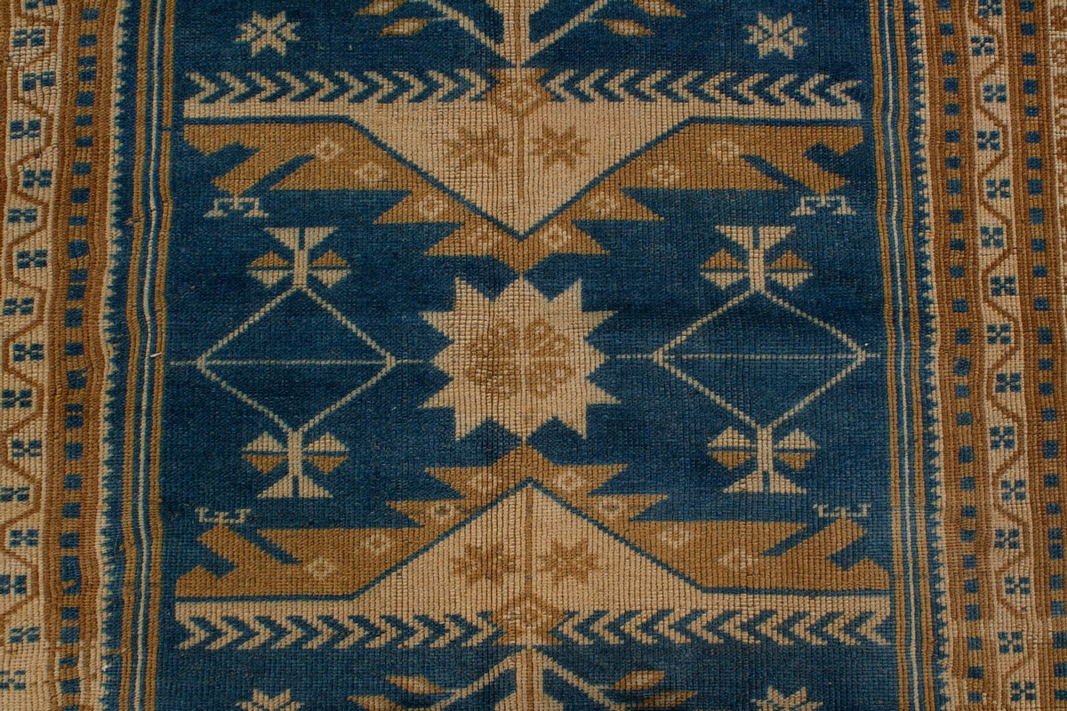 4x6 Blue and Beige Anatolian Tribal Rug