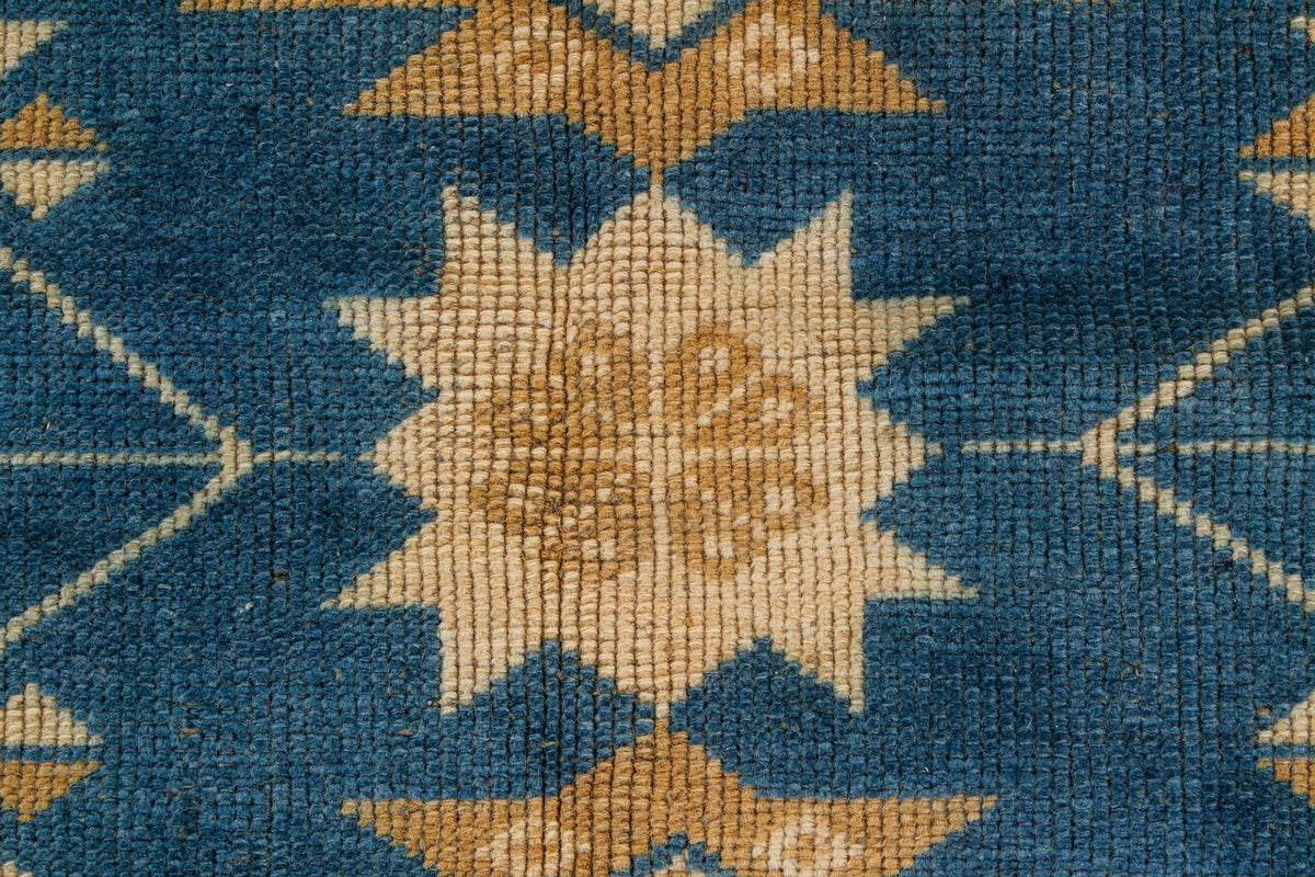 4x6 Blue and Beige Anatolian Tribal Rug