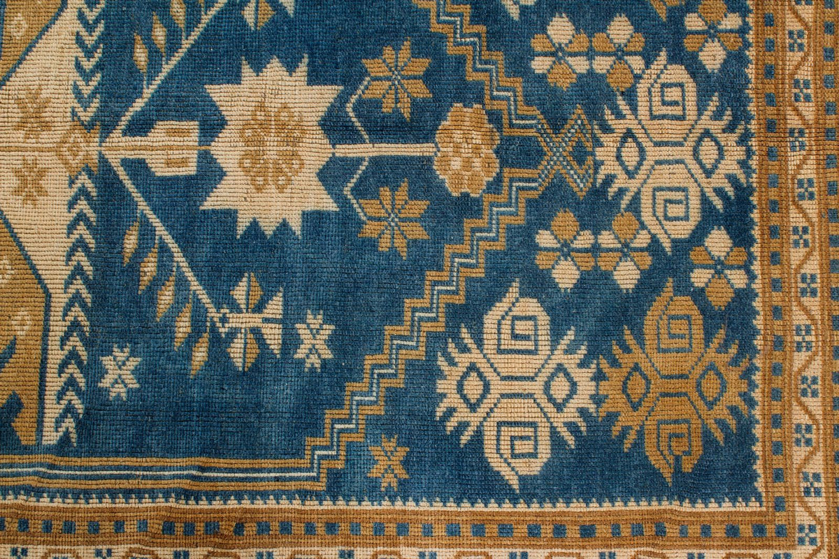 4x6 Blue and Beige Anatolian Tribal Rug