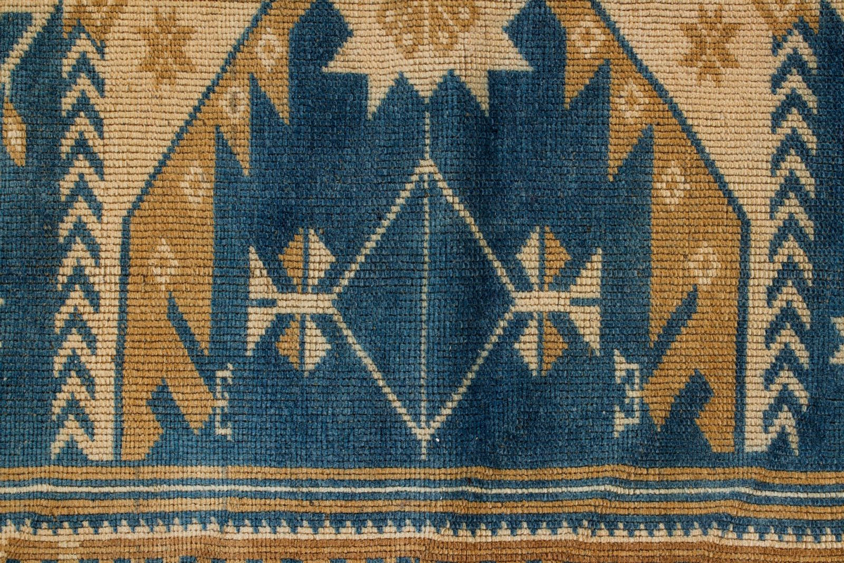 4x6 Blue and Beige Anatolian Tribal Rug
