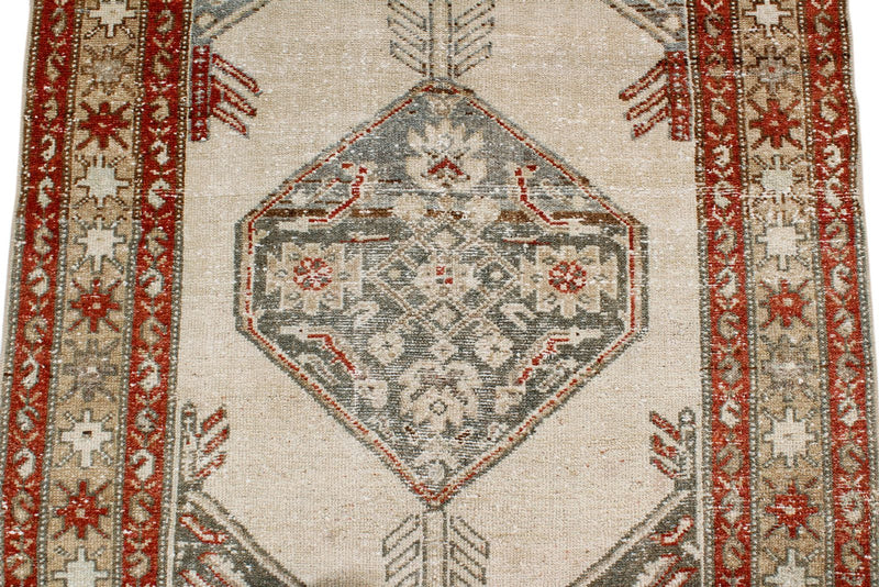 3x12 Beige and Red Traditional Persian Runner