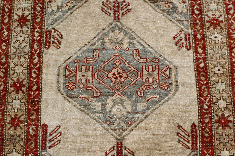 3x12 Beige and Red Traditional Persian Runner