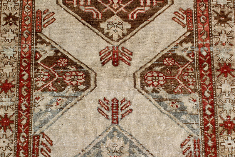 3x12 Beige and Red Traditional Persian Runner