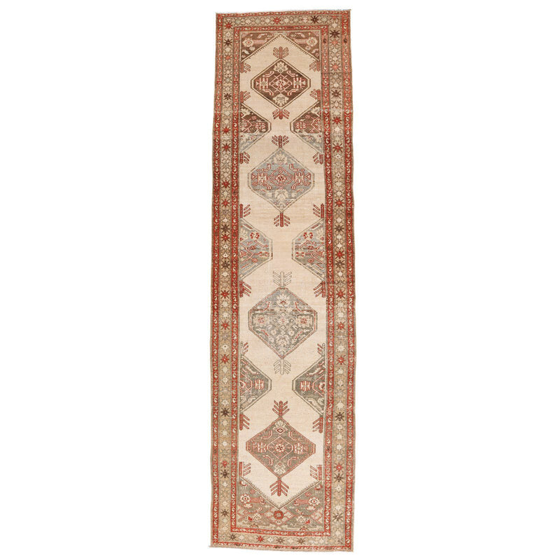 3x12 Beige and Red Traditional Persian Runner