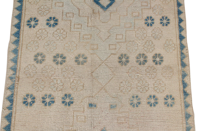 3x13 Beige and Blue Turkish Oushak Runner