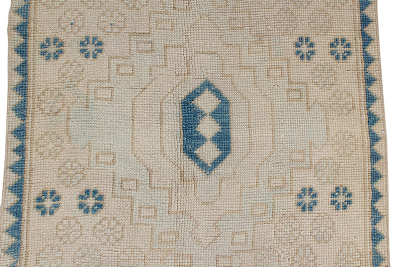 3x13 Beige and Blue Turkish Oushak Runner