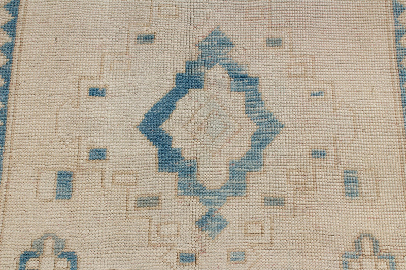 3x13 Beige and Blue Turkish Oushak Runner