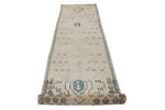 3x13 Beige and Blue Turkish Oushak Runner