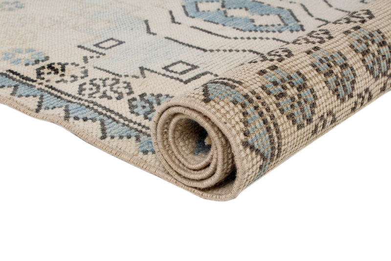 3x13 Beige and Blue Turkish Oushak Runner