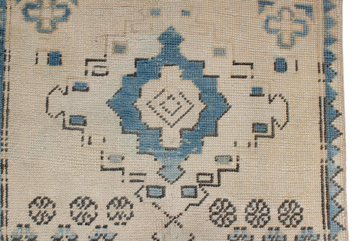 3x13 Beige and Blue Turkish Oushak Runner