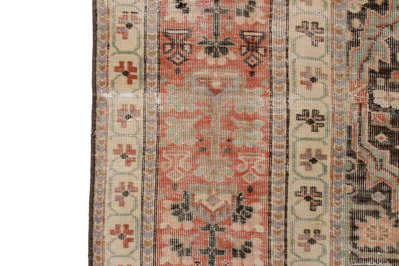 Vintage Handmade 8x12 Black and Pink Persian Tabriz Distressed Area Rug