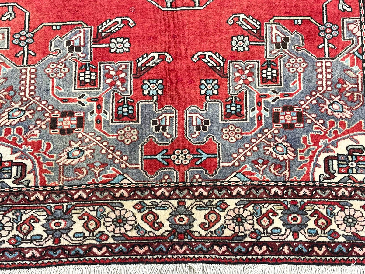 4x7 Red and Ivory Persian Traditional Rug