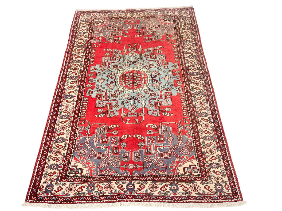 4x7 Red and Ivory Persian Traditional Rug
