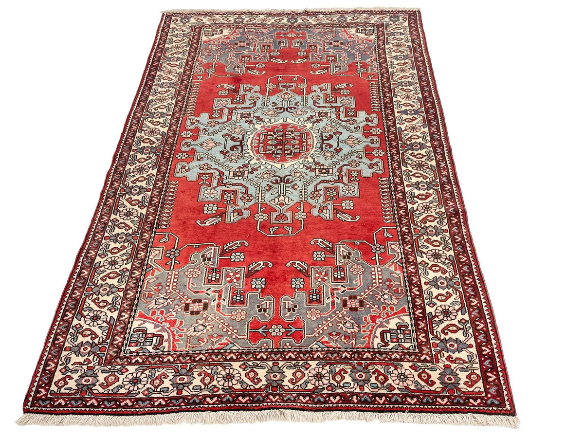 4x7 Red and Ivory Persian Traditional Rug