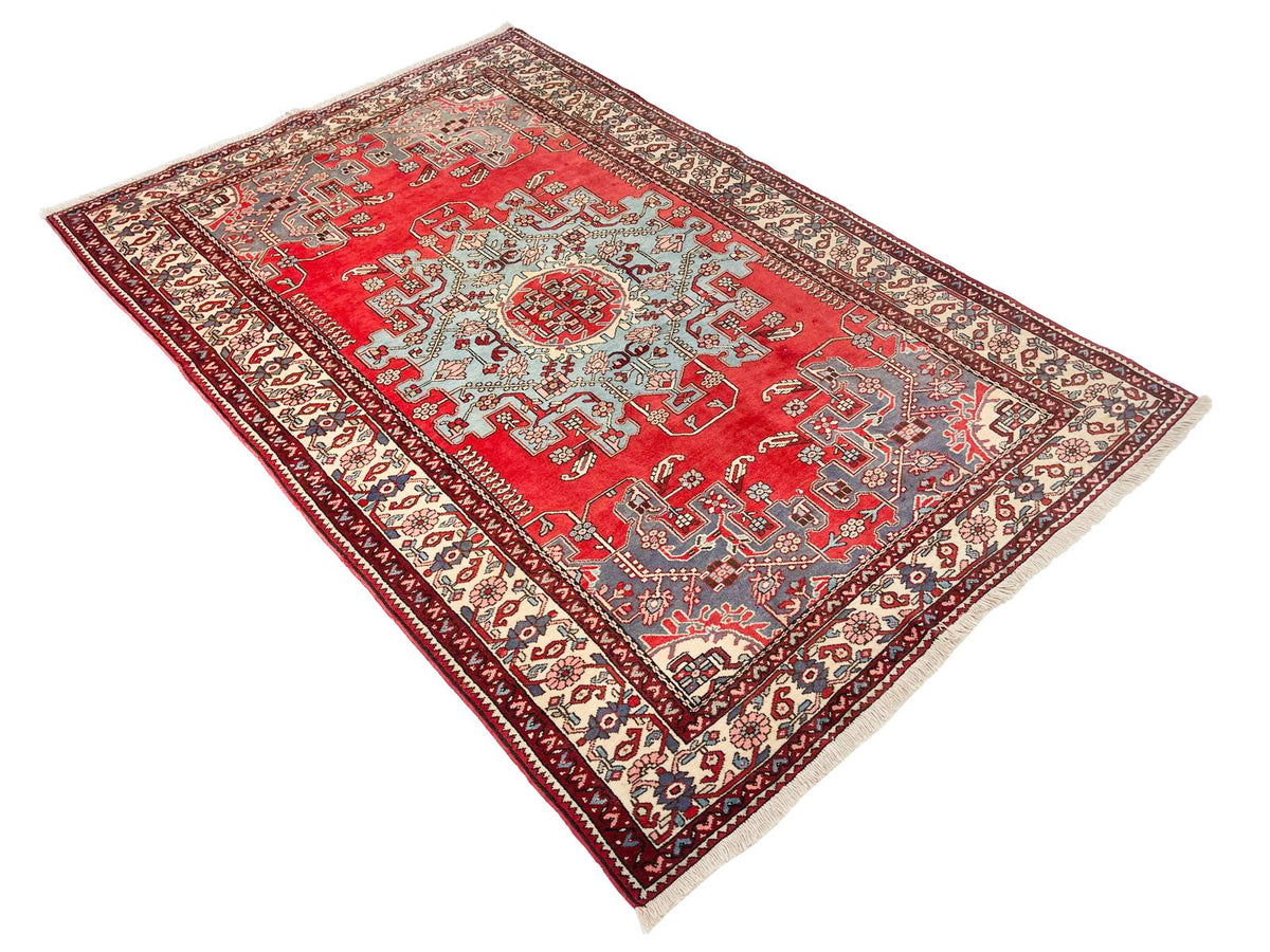 4x7 Red and Ivory Persian Traditional Rug