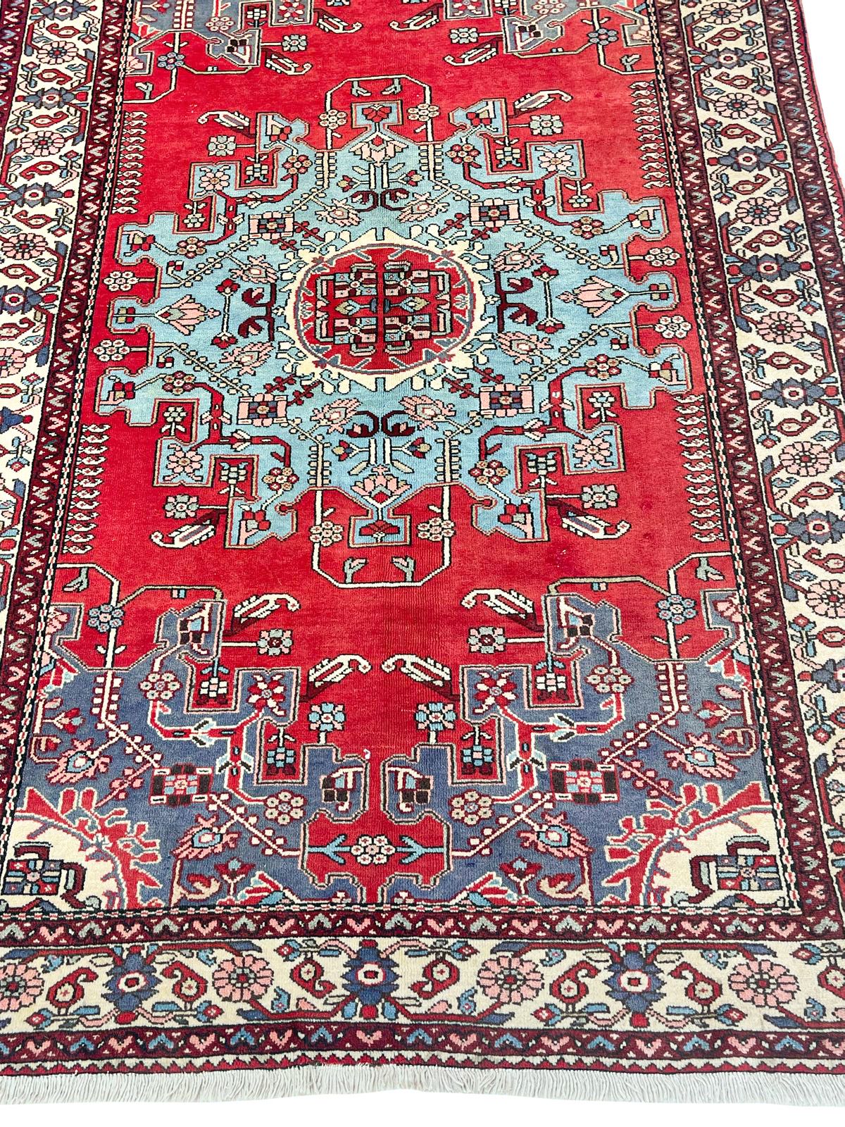 4x7 Red and Ivory Persian Traditional Rug