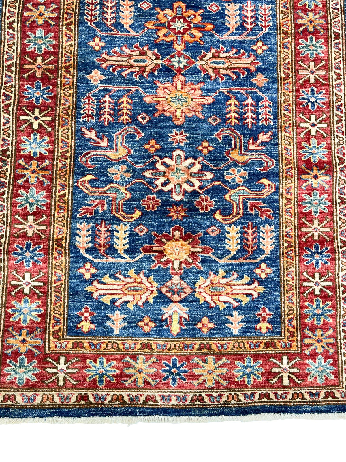 3x10 Navy Blue and Red Kazak Tribal Runner