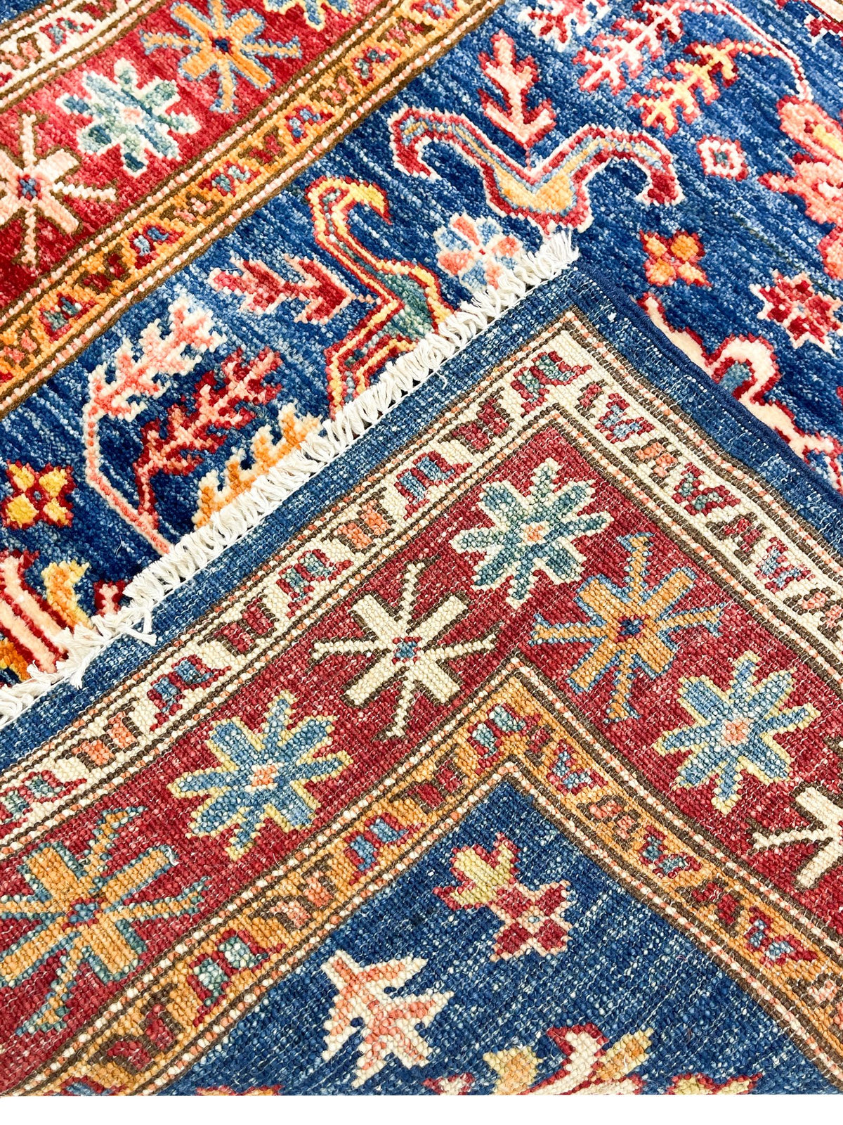 3x10 Navy Blue and Red Kazak Tribal Runner