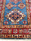 3x7 Light Blue and Red Kazak Tribal Runner