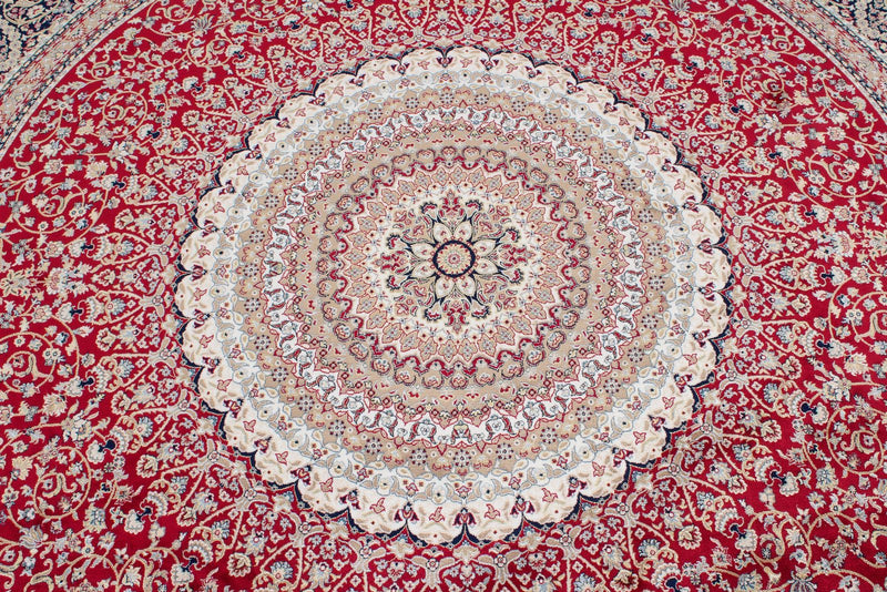 8x8 Red and Navy Turkish Antep Rug