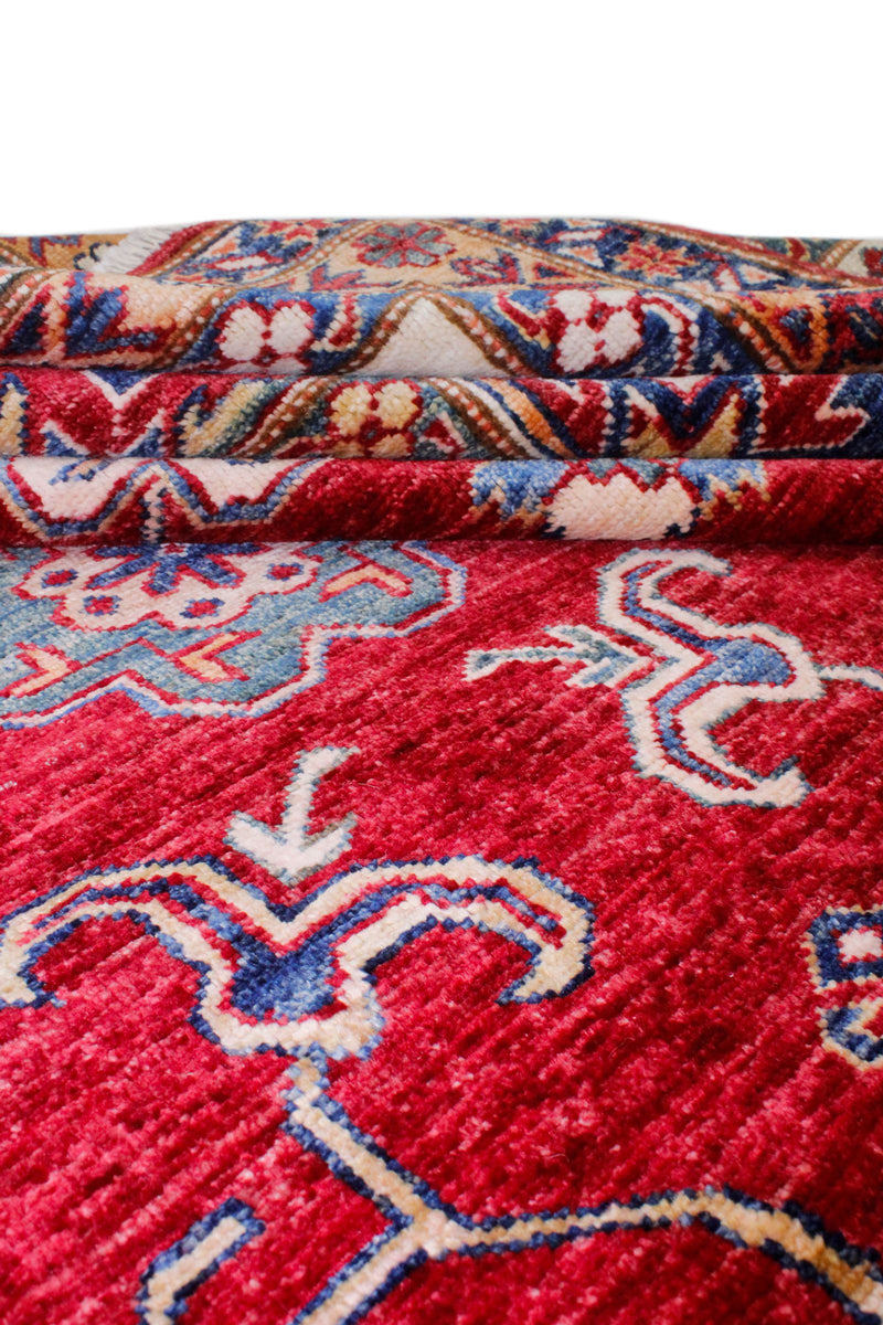 10x13 Red and Ivory Kazak Tribal Rug