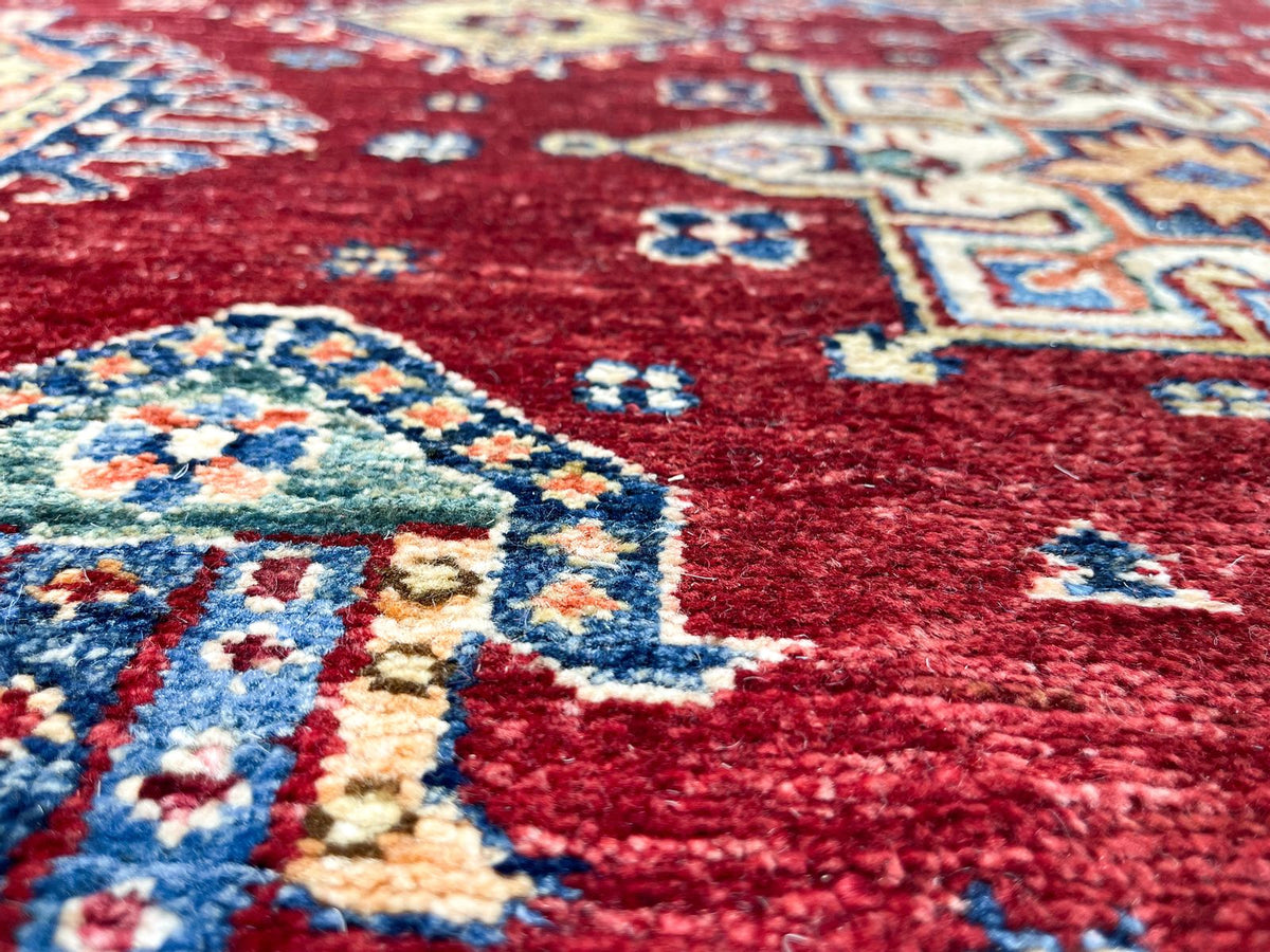10x13 Red and Ivory Kazak Tribal Rug