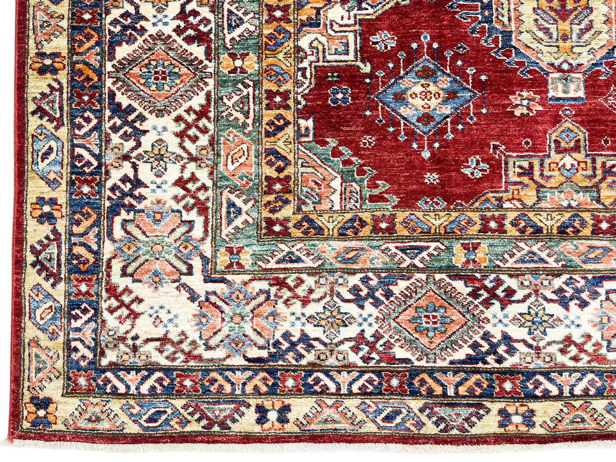 10x13 Red and Ivory Kazak Tribal Rug