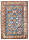 9x12 Light Blue and Ivory Kazak Tribal Rug