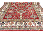 9x12 Red and Beige Kazak Tribal Rug