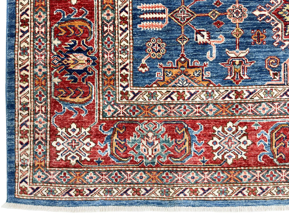 7x10 Light Blue and Red Kazak Tribal Rug