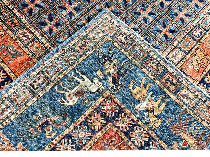 8x8 Red and Blue Anatolian Traditional Rug
