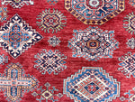 8x10 Ivory and Red Kazak Tribal Rug