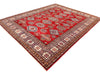 8x10 Ivory and Red Kazak Tribal Rug