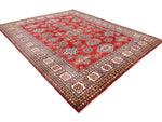 8x10 Ivory and Red Kazak Tribal Rug