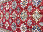 8x10 Red and Ivory Kazak Tribal Rug