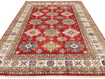 8x10 Red and Ivory Kazak Tribal Rug