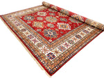 8x10 Red and Ivory Kazak Tribal Rug