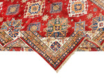 8x10 Red and Ivory Kazak Tribal Rug