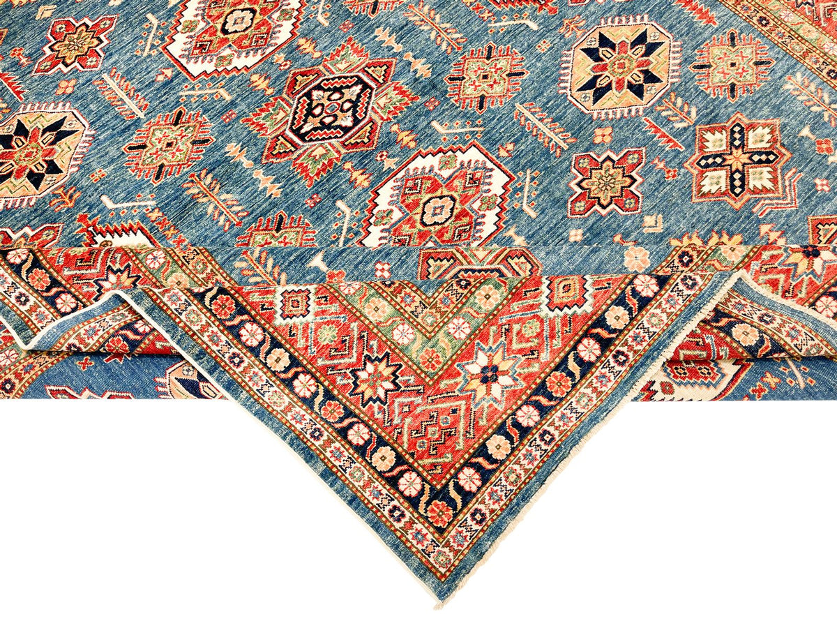 8x10 Light Blue and Red Kazak Tribal Rug
