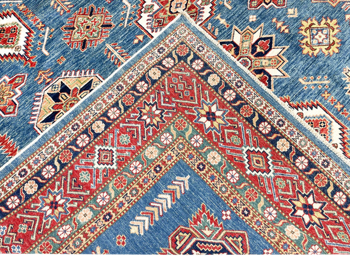 8x10 Light Blue and Red Kazak Tribal Rug