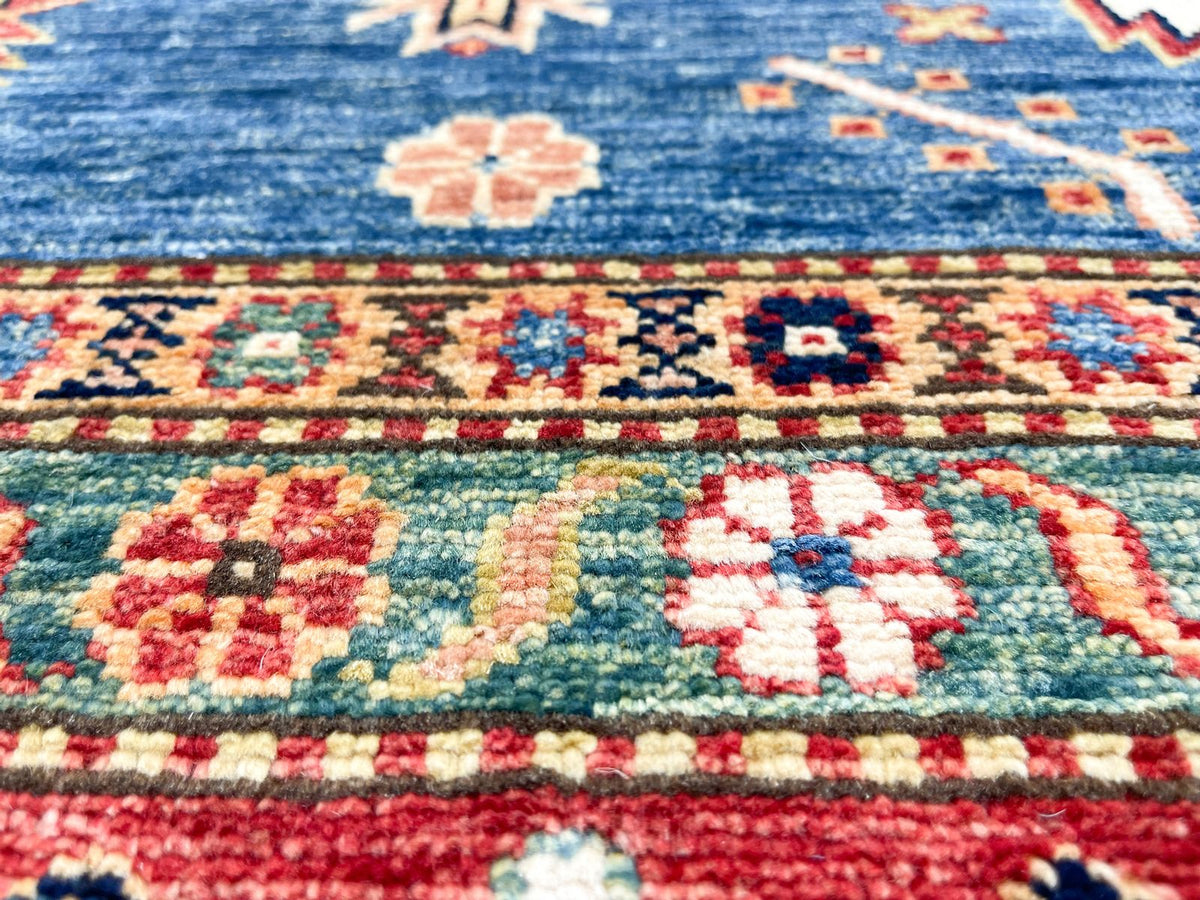 8x10 Light Blue and Red Kazak Tribal Rug
