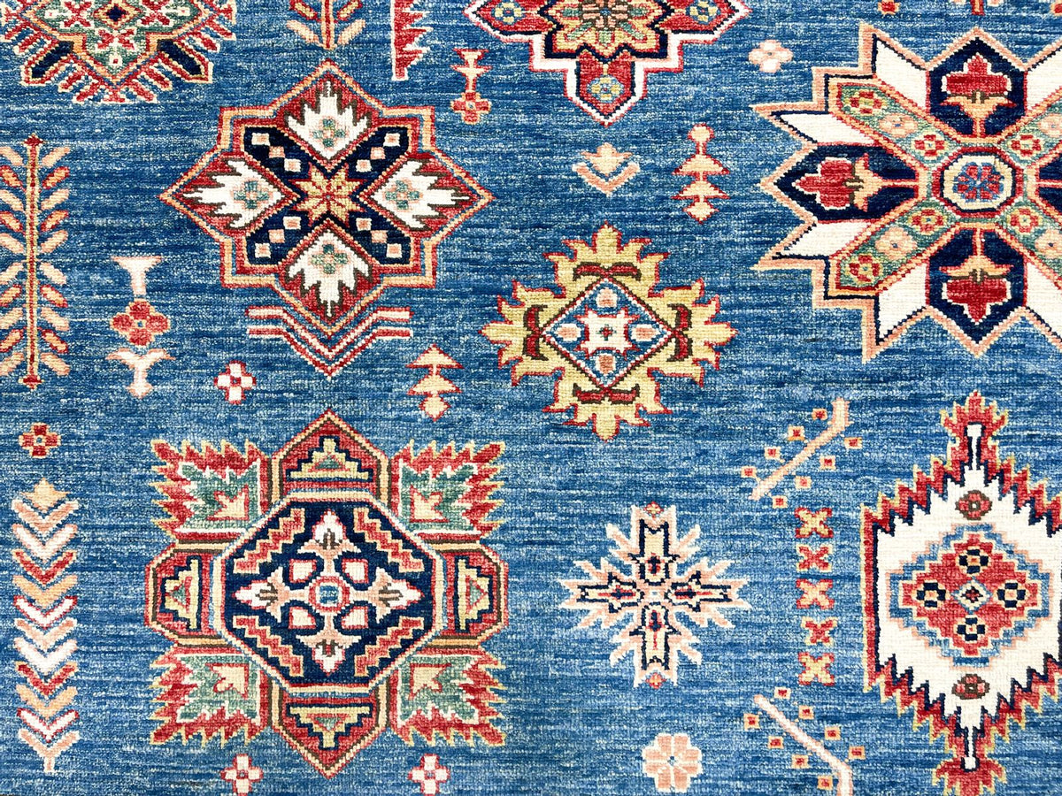 8x10 Light Blue and Red Kazak Tribal Rug