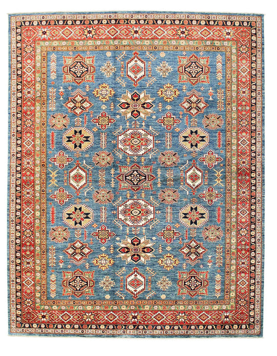 8x10 Light Blue and Red Kazak Tribal Rug