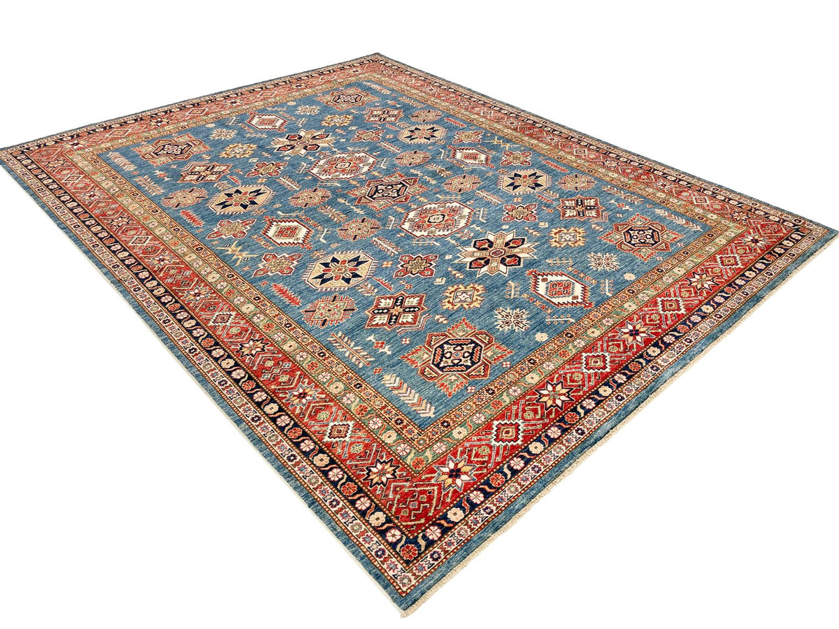 8x10 Light Blue and Red Kazak Tribal Rug